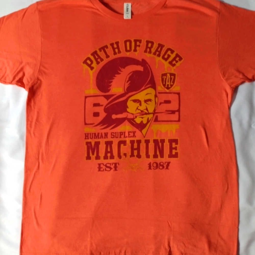 Taz Path Of Rage Orange T-shirt Size L Human Suplex Machine PWC EXCLUSIVE